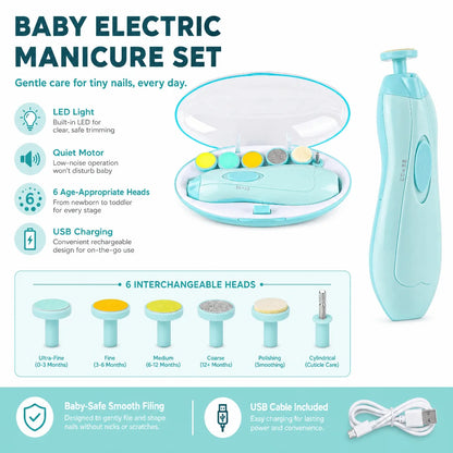 Nail Clipper for Baby with LED Light & 6 Grinding Heads, Baby Nail Trimmer