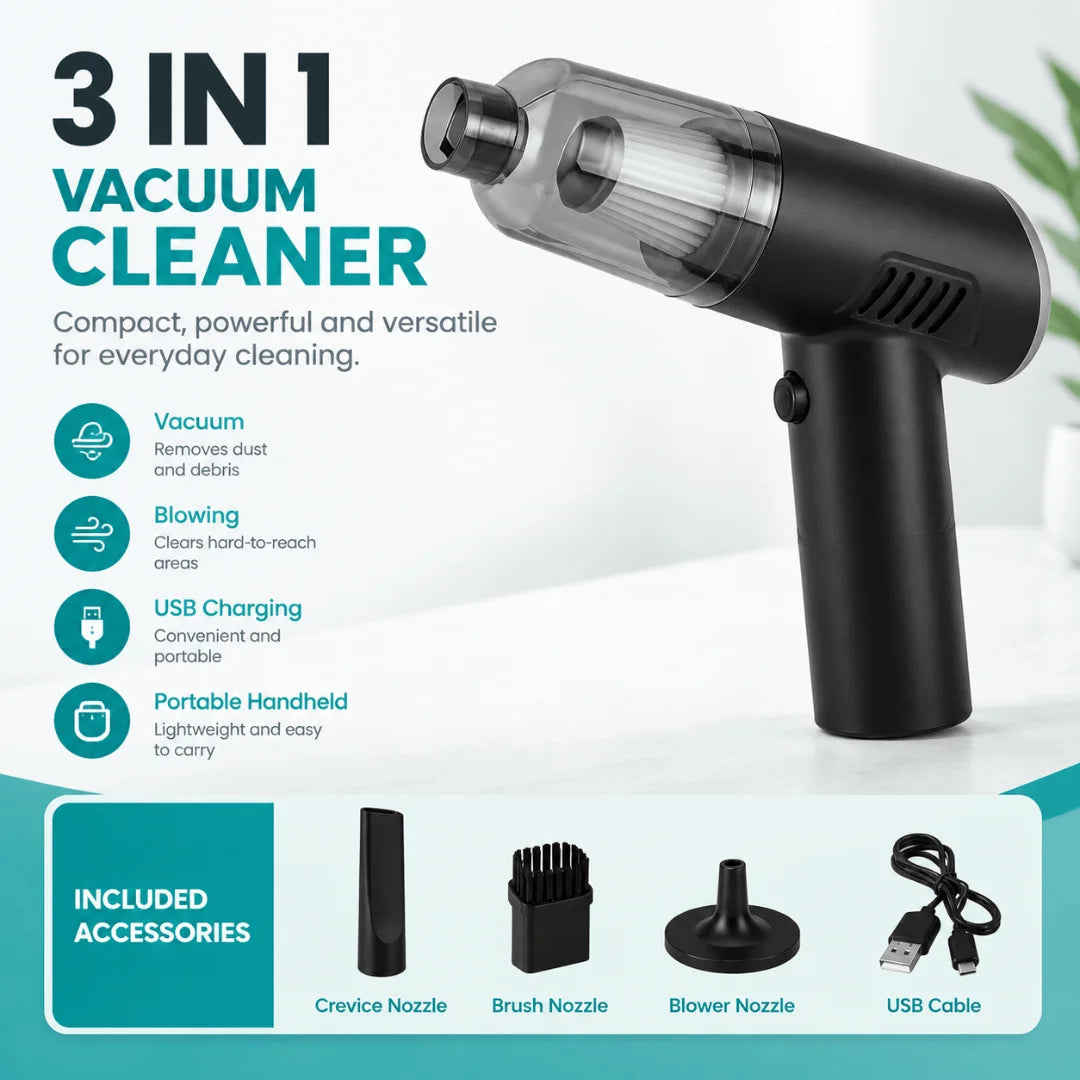 Vacuum Cleaner 3-in-1 Mini Portable for Car & Home