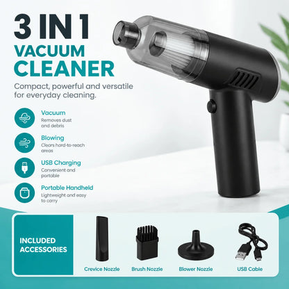 Vacuum Cleaner 3-in-1 Mini Portable for Car & Home