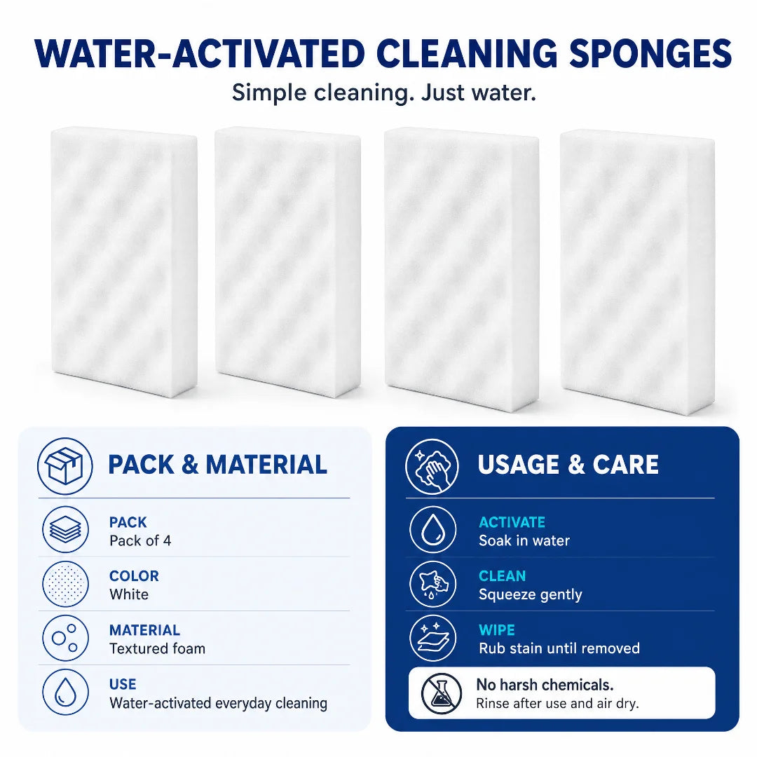 Magic Eraser Sponge Multipurpose Cleaner (Pack of 4)