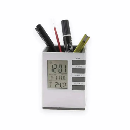 Pen Holder With LCD Display Digital Alarm Clock