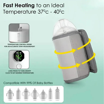 Portable Bottle Warmer Fast Heating, USB Rechargeable