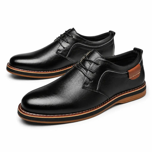 Leather Shoes for Men Derby Party Lace Up Casual Shoes