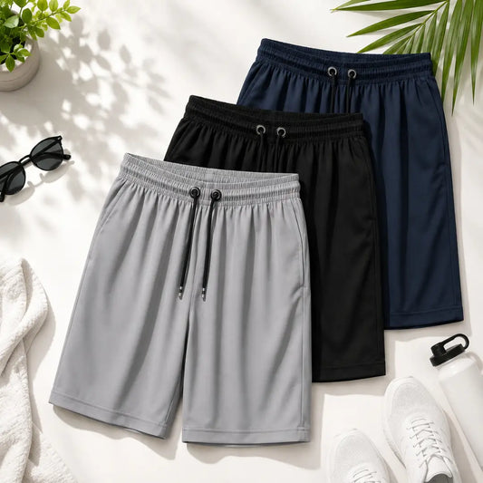 Combo of 3 Men's Cotton Polyester Shorts for Men
