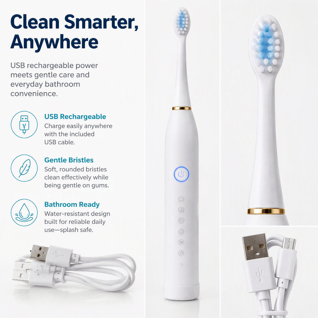 Electric Toothbrush Rechargeable with 4 Brush Heads
