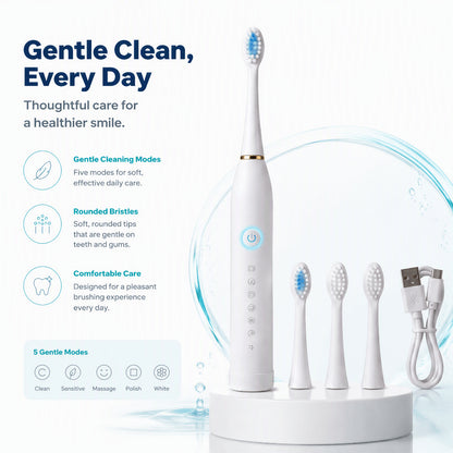 Electric Toothbrush Rechargeable with 4 Brush Heads