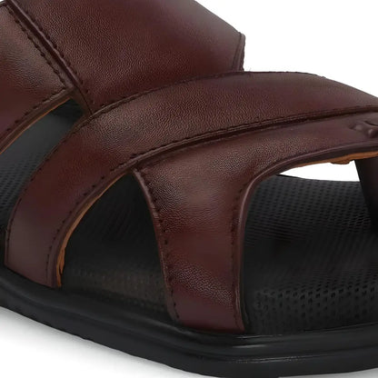 Brown Leather Slippers for Men