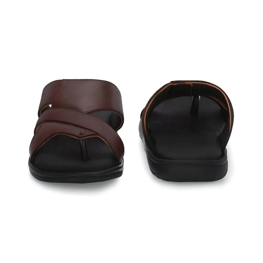 Brown Leather Slippers for Men