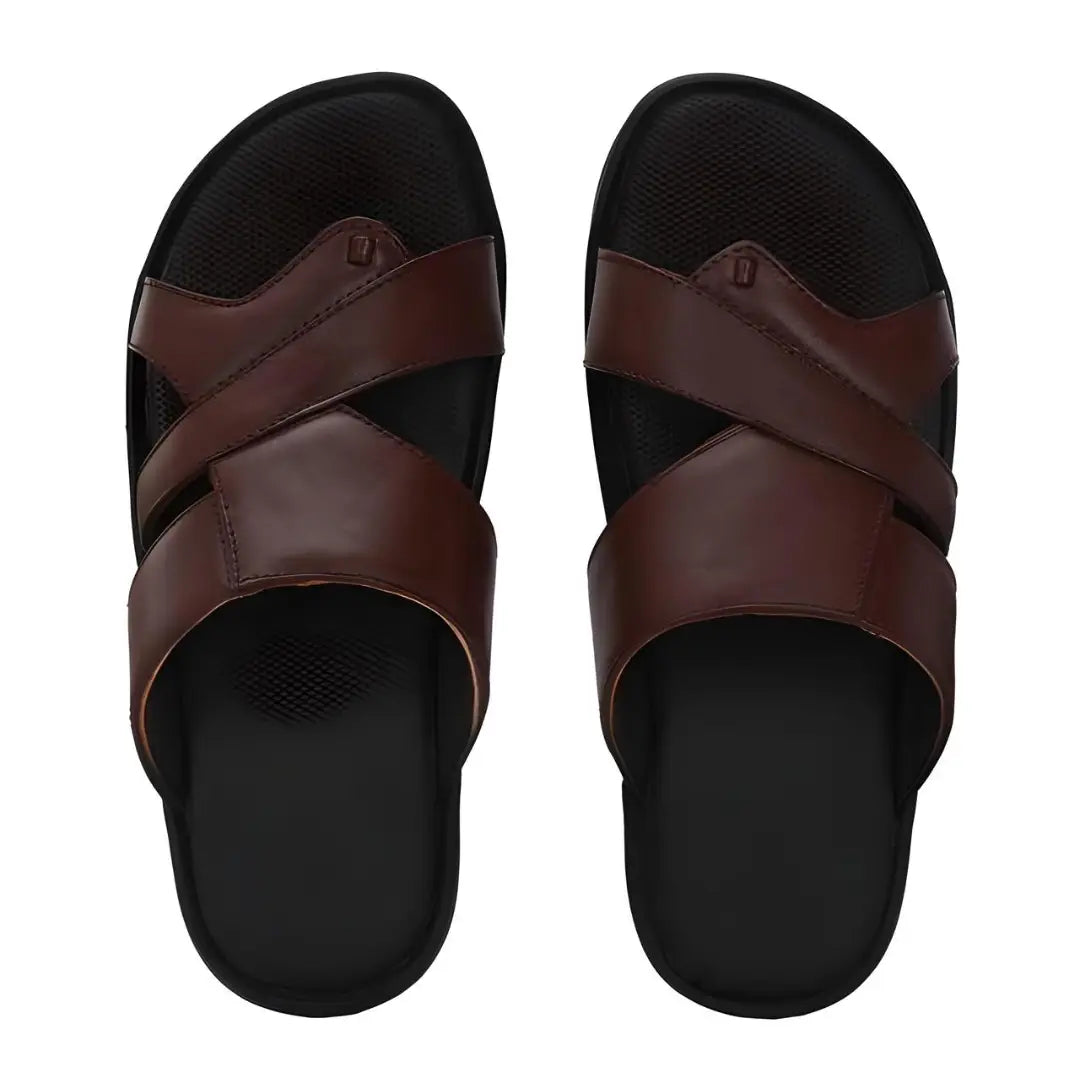 Brown Leather Slippers for Men