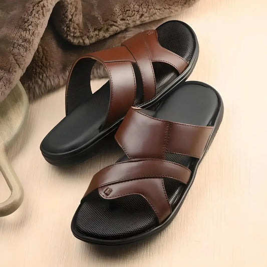 Puffy Cloud Brown Leather Slippers for Men Roposo Clout
