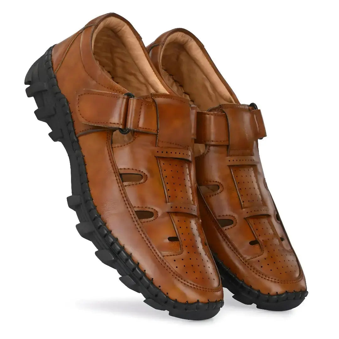 Tan Roman Leather Sandals For Men Roposo Clout