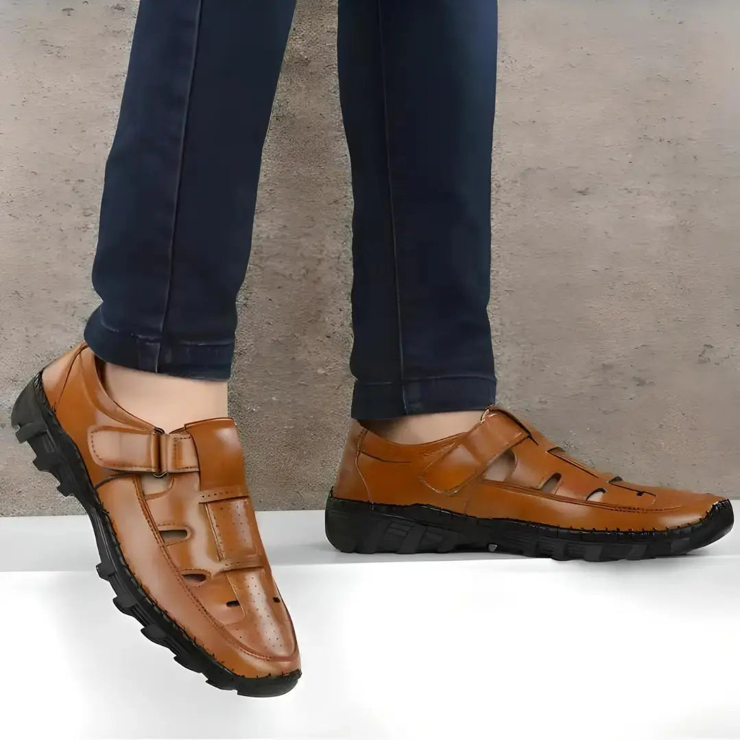 Tan Roman Leather Sandals For Men Roposo Clout