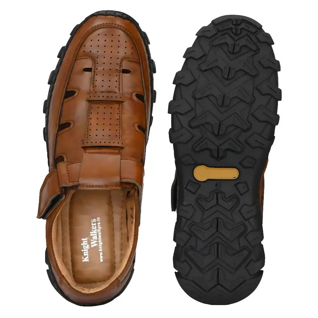 Tan Roman Leather Sandals For Men Roposo Clout