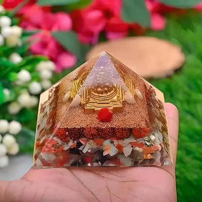 Shree Yantra - Originate Pyramid Shri Yantra With Rudraksha