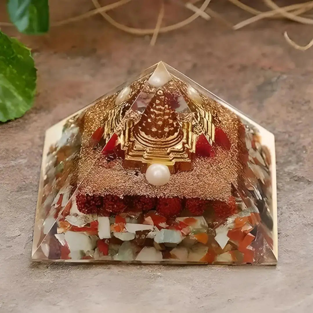 Shree Yantra - Originate Pyramid Shri Yantra With Rudraksha