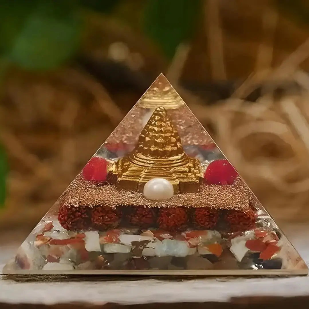 Shree Yantra - Originate Pyramid Shri Yantra With Rudraksha