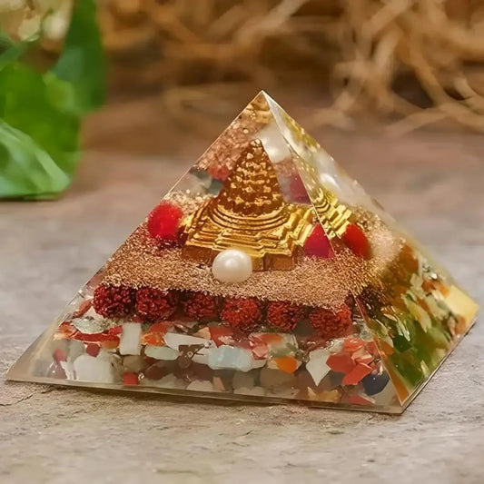 Shree Yantra - Originate Pyramid Shri Yantra With Rudraksha