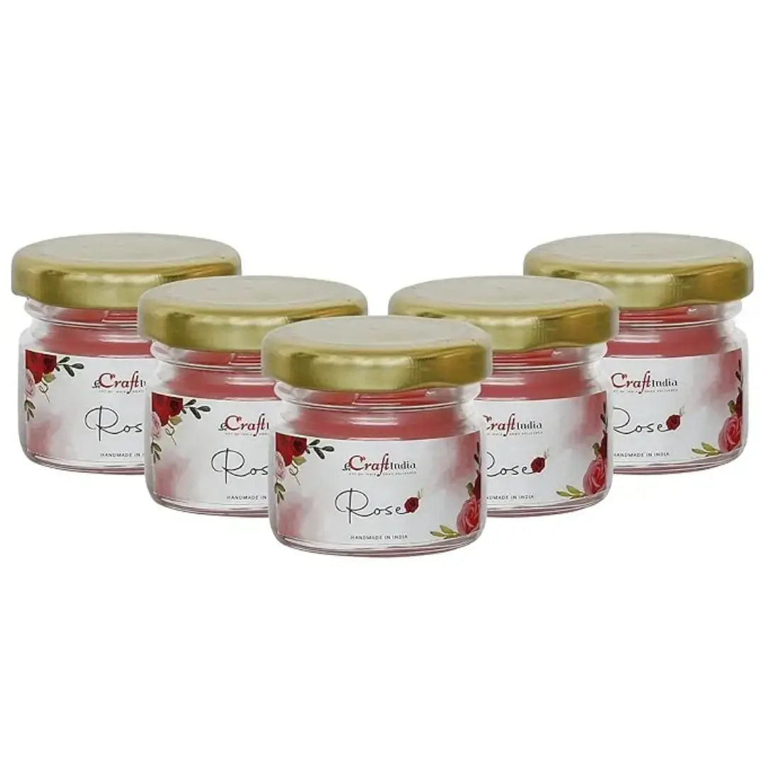 Scented Candles - eCraftIndia Set of 5 Rose Scented Minijar Candle