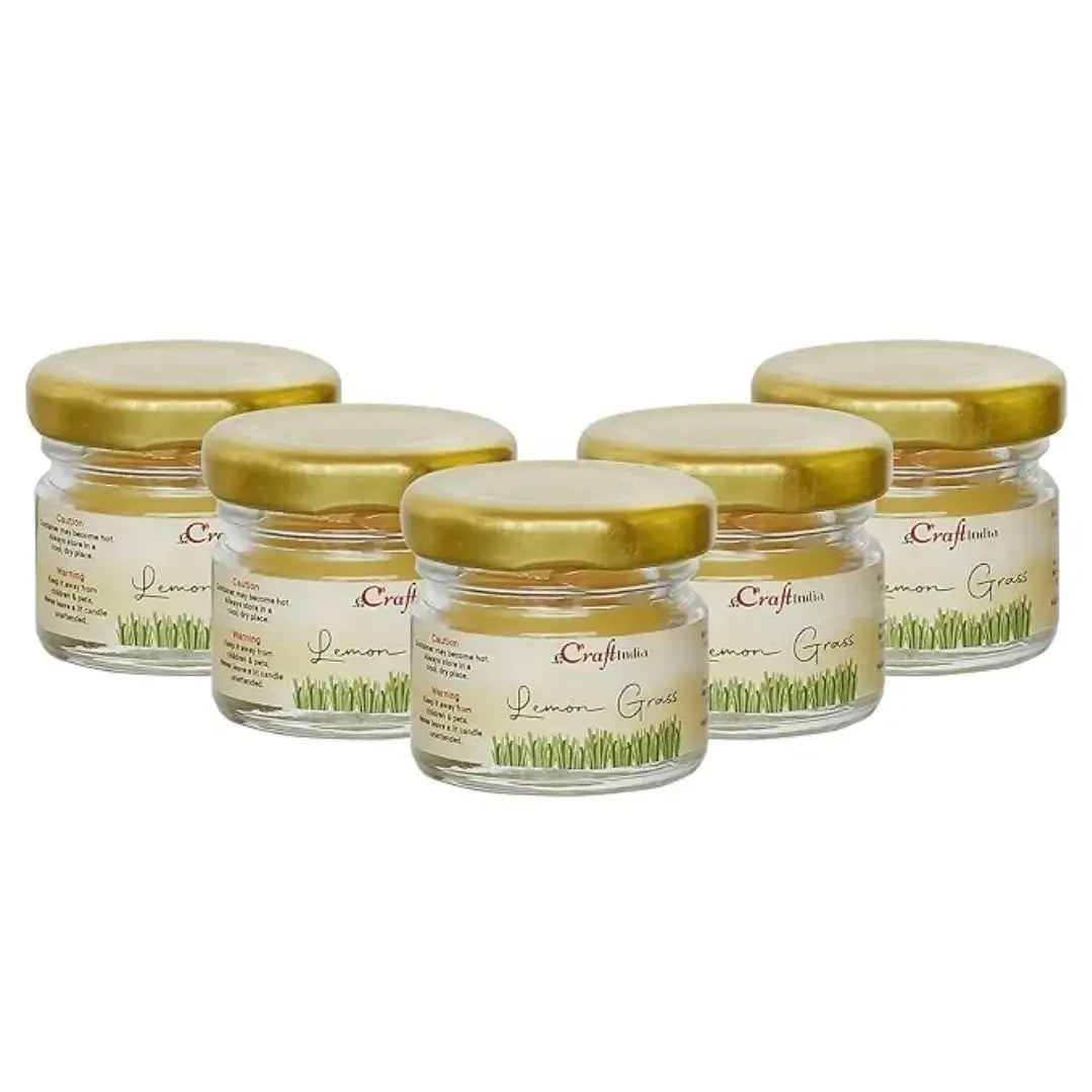 Scented Candles - eCraftIndia Set of 5 Lemon Grass Scented Minijar Candle