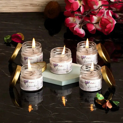 Scented Candles - eCraftIndia Set of 5 Lavender Scented Minijar Candle