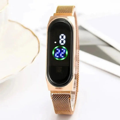 Wrist Watch for Women, Oval Magnetic Golden Watch