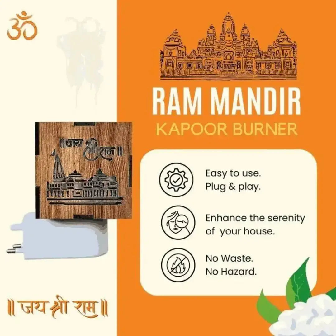 Kapoor Dani | 3-in-1 Ayodhya Ram Mandir Aroma Burner & Night lamp