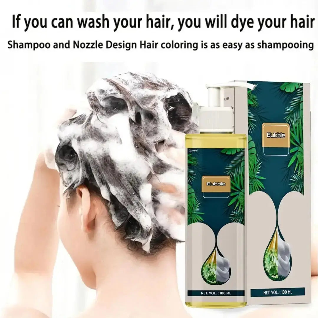Hair Colour Shampoo - Natural Plant Bubble Hair Dye (Black Dye) 100ml (Pack of 2)